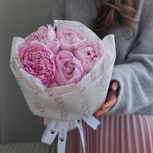Моно букет ПИОНЫ 5шт
