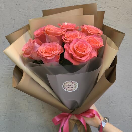 Bouquet of 9 Amsterdam roses