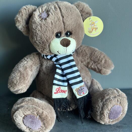 Игрушка мишка коричневый с шарфиком