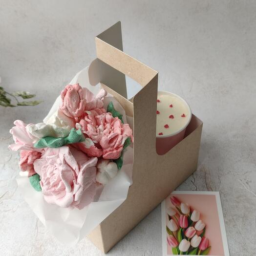 Набор Cake to go с зефирными цветами