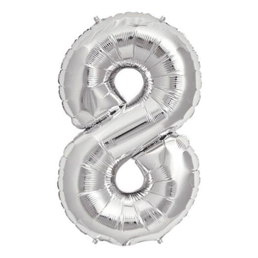 8 Silver Number Balloon