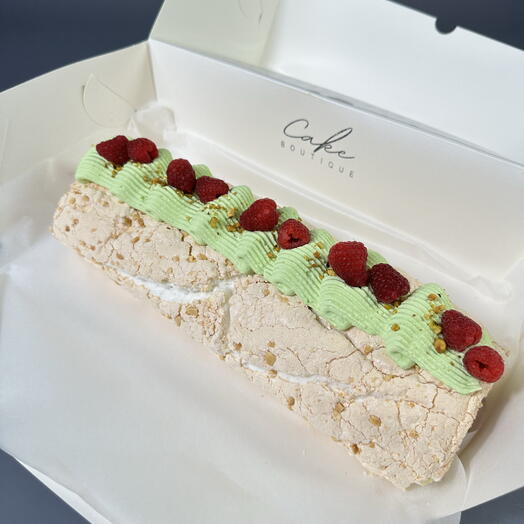 Rollo de merengue "pistacho-frambuesa"
