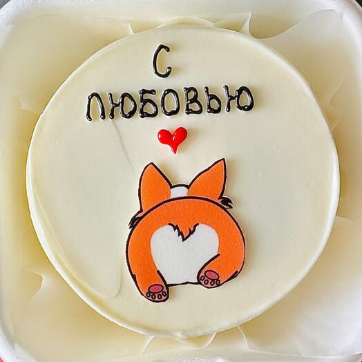 Бенто торт с корги ( надпись может быть ваша)