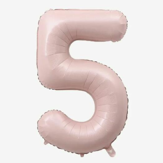 Шар "Цифра 5" с газом (пыльная роза)