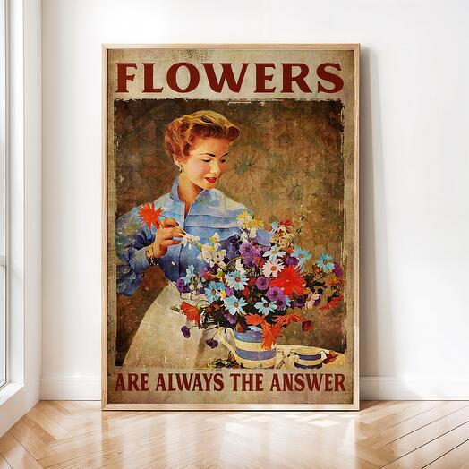 Интерьерный постер "Цветы" винтажная картина 03-0003
