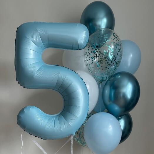 Воздушные шары на 5 лет "Синий дракон"
