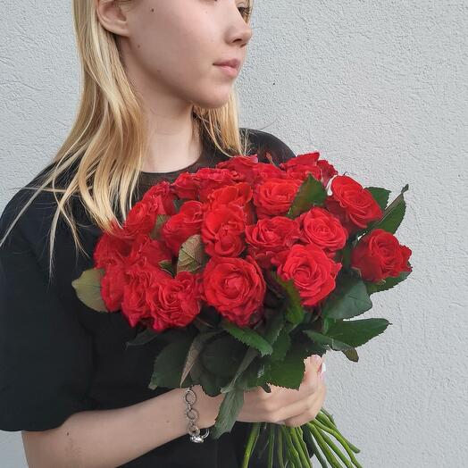 Монобукет алых роз Кения