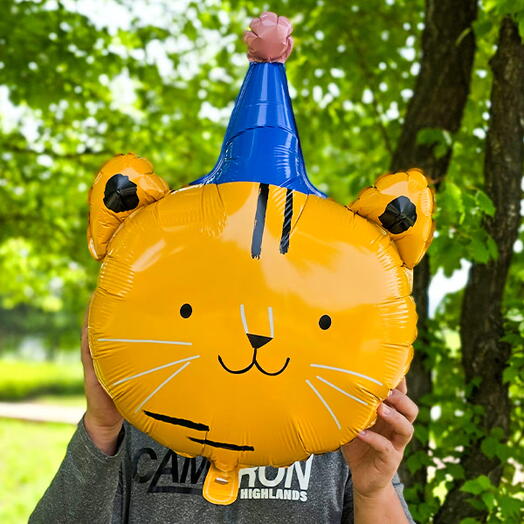 Воздушный Фольгированный шар "ТИГРЕНОК В КОЛПАЧКЕ" 🎈☁️️🫧🍭🦄🌻