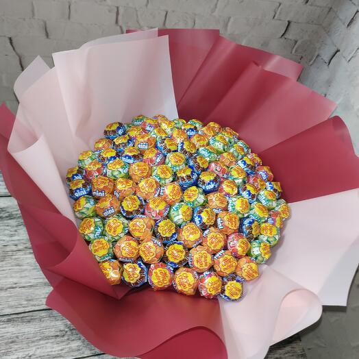 Подарочный букет из конфет мини Чупа Чупс Chupa Chups