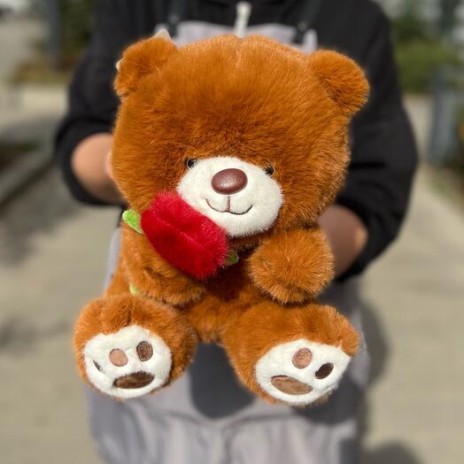 Мишка с цветком мягкая игрушка