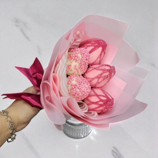 Букет 5 клубник в белом шоколаде арт. 34938