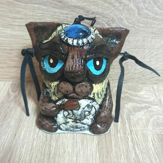 Скульптура игрушка Кот шаман гремелка