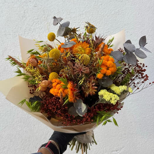 Sunset Glow- impresionante ramo de flores secas, regreso a casa, pronta recuperación, pensando en ti, decoración del hogar