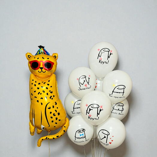 Шары с Днем Рождения Мемы и Леопард