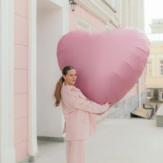 Самый огромный шар сердце ♥️  в мире с надписью (розовый)