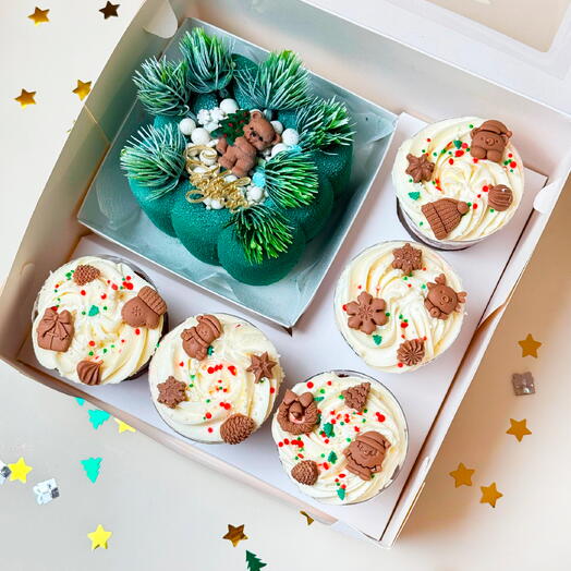 Новогодний набор муссовый торт и 5 трайфлов