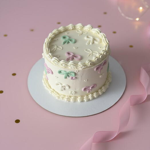Торт ламбет с бантиками и сердечками 1,4кг