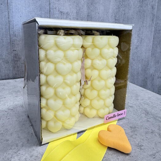 Свечи с сердечками сливочного цвета 💛 2 шт. в наборе