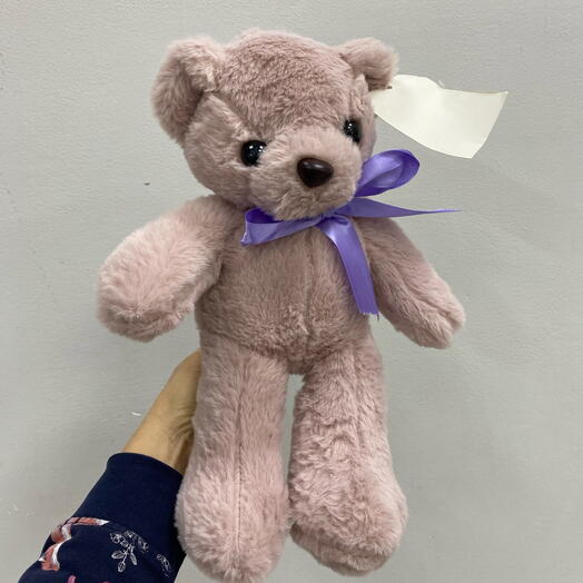 Мишка с бантом пудровый