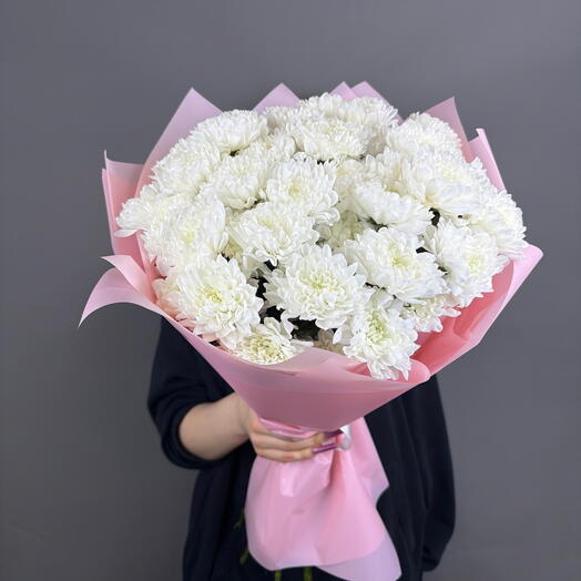 Моно букет из 9 хризантем Алтай