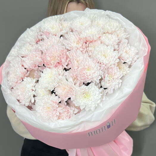 9 хризантем нежно розовый 💐