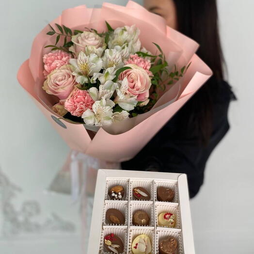 💕Комбо💕 Букет нежный и конфеты из бельгийского шоколада