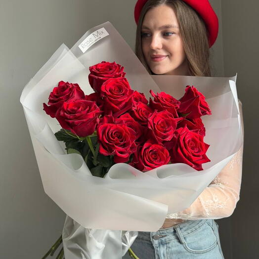 Букет из красных роз Эквадор, 15 шт