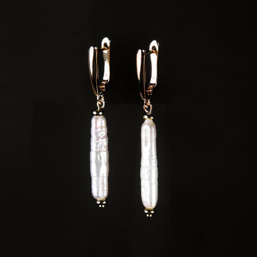 Серьги Акация Барочный жемчуг белый культивированный 14K (EAR1100)