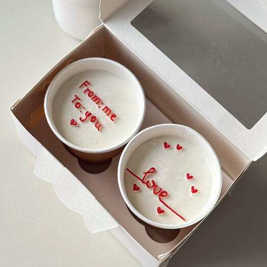 Набор 2 торта в стаканчике «валентинка» девушке