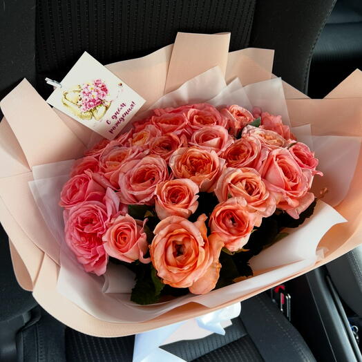 Коралловые Пионовидные розы 🧡
