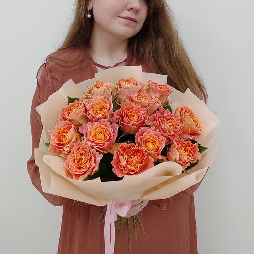 Букет из 15 розовых роз