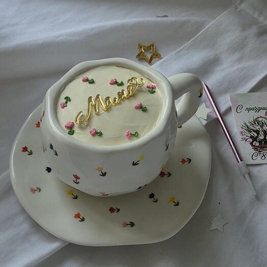 Бенто-торт в керамической кружке для мамы