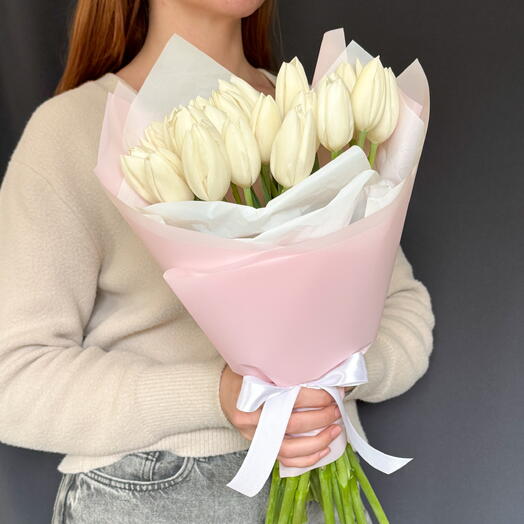 Букет белых тюльпанов (21 шт)