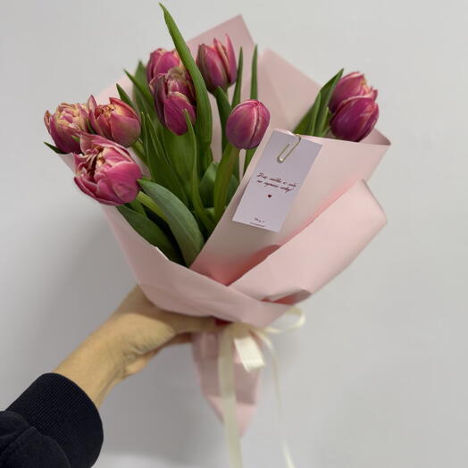 Пионовидные тюльпаны букет S