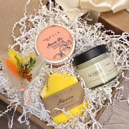 Подарочный спа-набор косметики «Магия манго», подарок на день рождения, подарок весенний