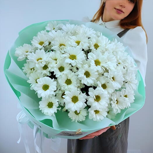 Монобукет из 9 кустовых ромашек