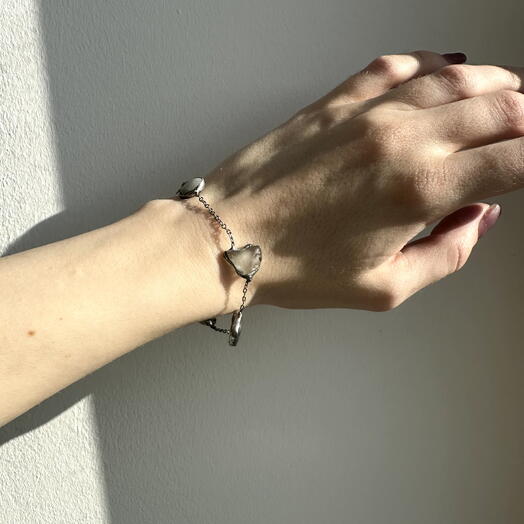Браслет в стиле русалка в витражной технике из морского стекла handmade