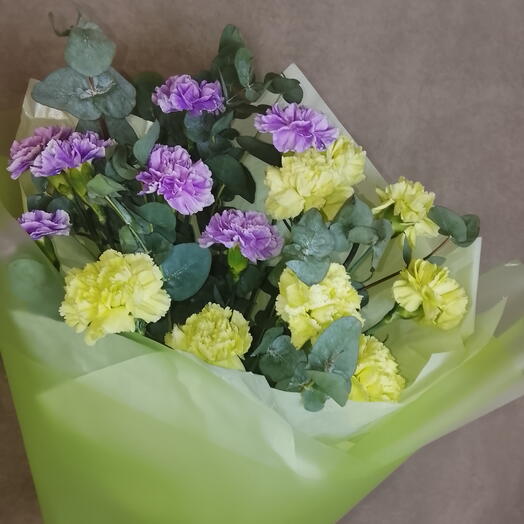 Диантусы в букете 15 штук 💜💚