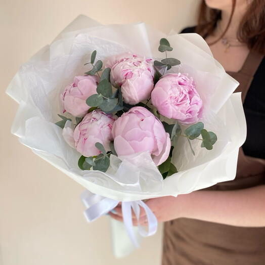 Нежно розовые пионы Сара Бернар с эвкалиптом🌸🎀 пионы