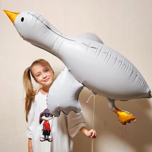 Воздушный шар, шарик гусь белый с гелием -1шт