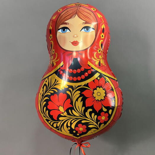Шар на день рождения фигура Матрешка Хохлома