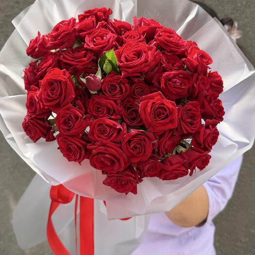 Красные кустовые розы