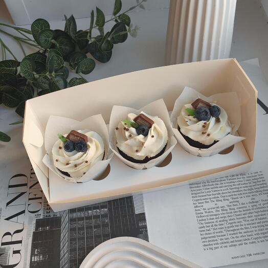 Капкейки 3шт с вишнёвой начинкой 🍒🧁