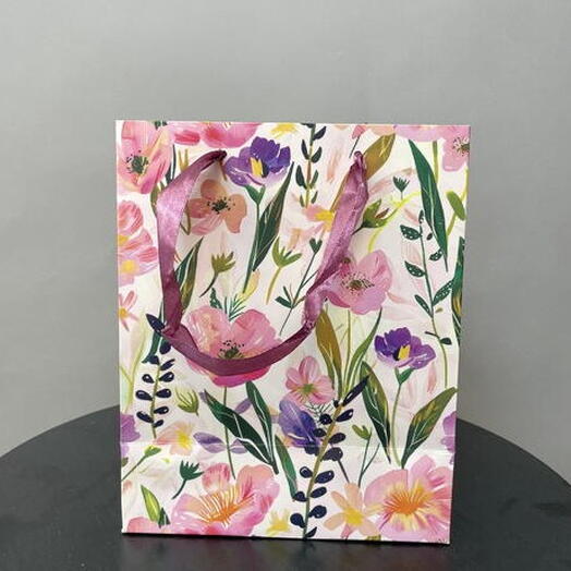 Сумка подарочная, подарочный пакет 18×23×10 цветы