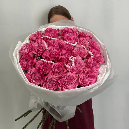 Пионовидные розы розовые 25 Штук