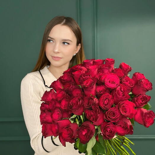 Букет из 51 красной розы Кения