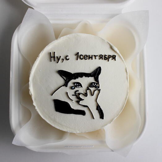 Бенто-торт на День знаний котик мем