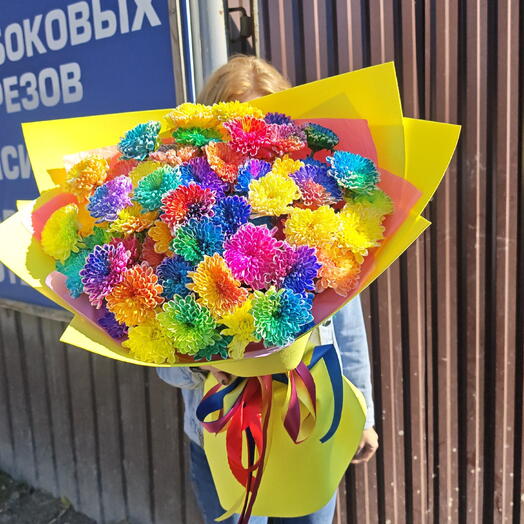 ПОТРЯСАЮЩИЙ ЯРКИЙ БУКЕТ ИЗ ХРИЗАНТЕМ
