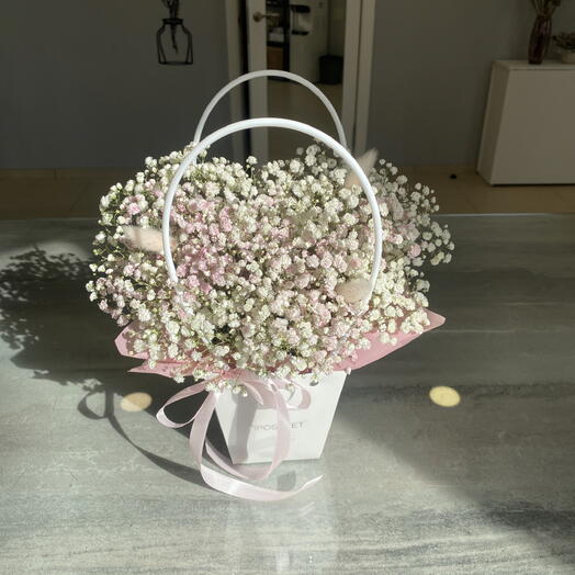 Сумочка белой гипсофилы с лагурусом 🌸