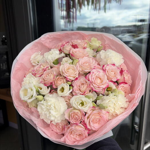 Авторский букет 💐 кустовая Роза, диантус, эустома